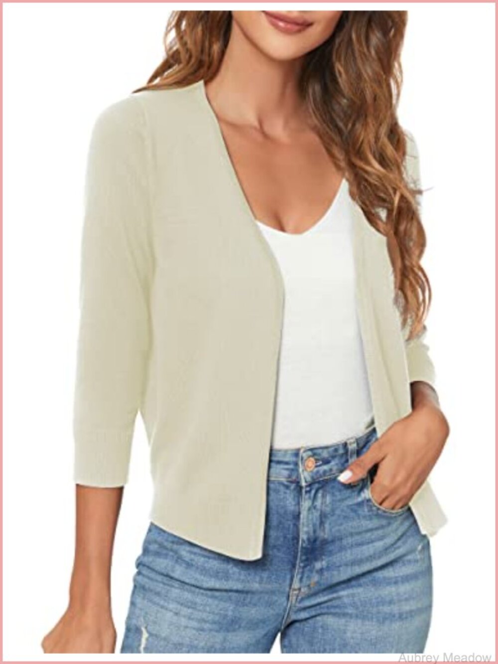 Urban CoCo 3/4 Sleeve Lightweight Open Front Knit Shrug Cardigan